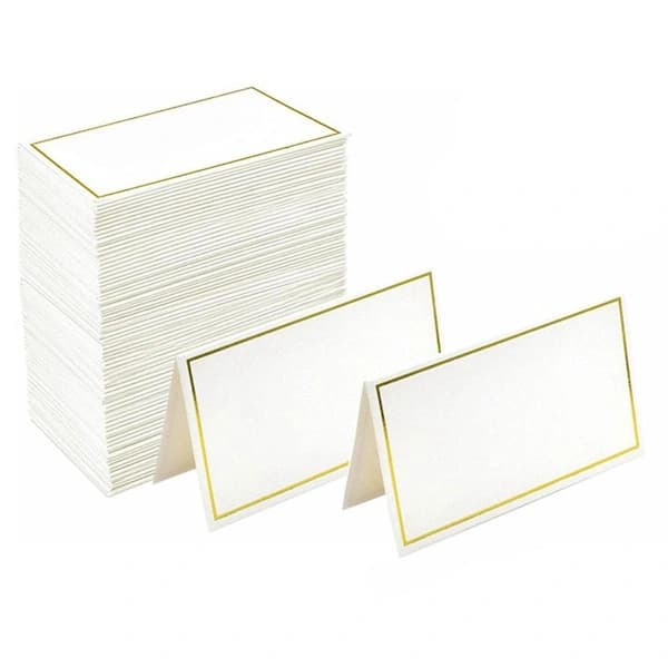 [LLC] 120 Small Tent Cards with Gold Foil Edge, Suitable for Weddings, Banquets, Table Placement, A