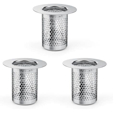 Dusjhårfilter, 3 deler dusjhårfilter i rustfritt stål, 5,5 × 5 cm vaskfilter for balkong, kjøkkengulvavløpsfilter