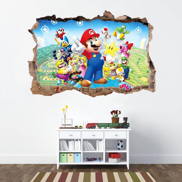 3D Mario veggdekor for barnerom, barnerom, veggdekorasjon