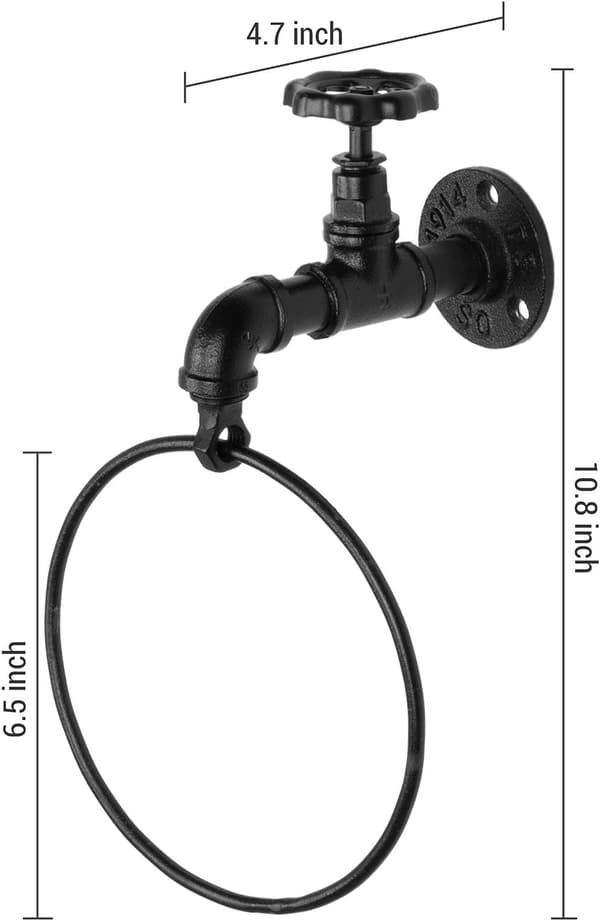 Vægmonteret Rustik Industriel Vandhane Design Sort Metal Serviet R