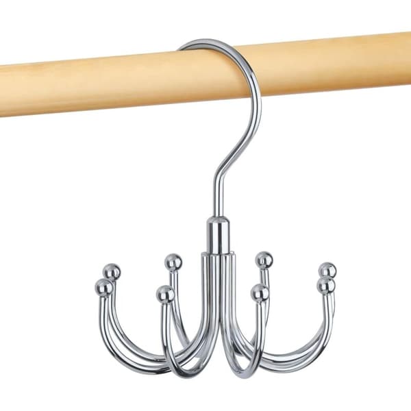 Rotating Metal Belt Holder for Wardrobe, Space-Saving, Belt Storage, Tie Rack, Maximum Capacity of 24 Belts, Silver, 1 Unit