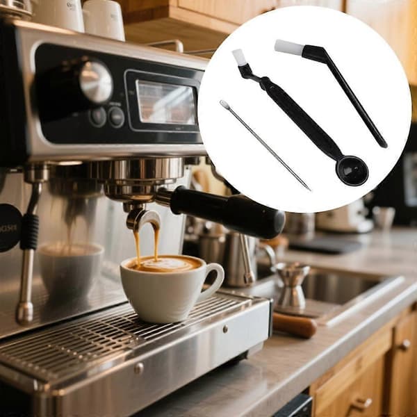 Coffee Cleaning Brush Set with Soft Bristles and Stainless Steel Needle for Espresso Machine