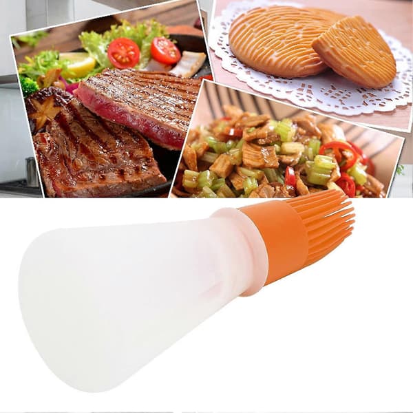 Oliedispenserflaske med silikonebørste, 2 i 1 BBQ Grill Bagning Madlavning Orange