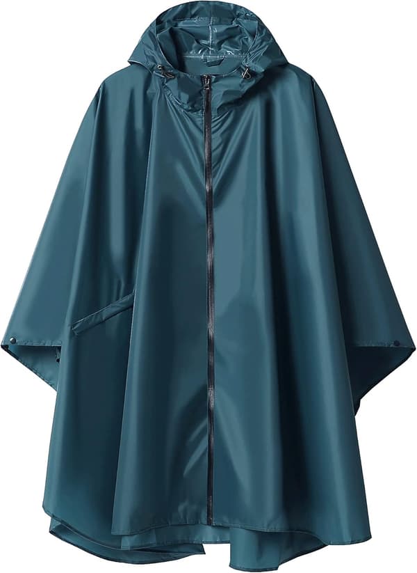 Poncho Regnjakke med Glidelås og Hette for Voksne