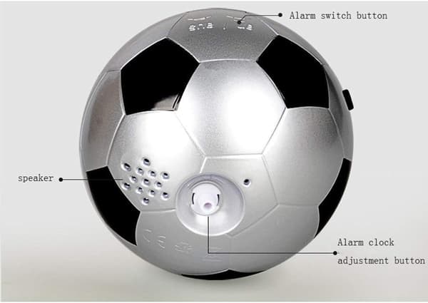 (Red) Creative Children's Alarm Clock Student Simple Football Clock