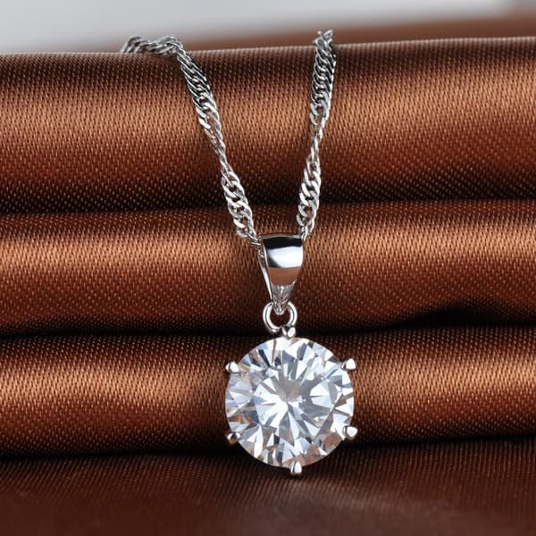 Sølvhalskæde med glitrende diamantvedhæng, kravebenkæde, egnet til kvinder og piger, perfekt gave