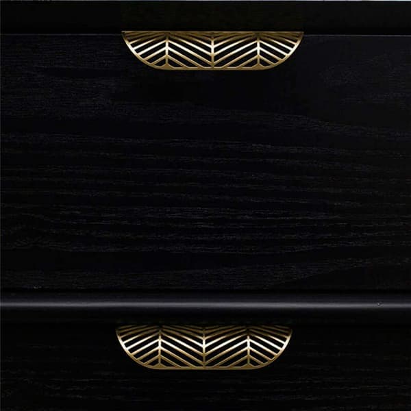 Brass Leaf Shape Pull Handle for Cabinets and Furniture Doors-FY-