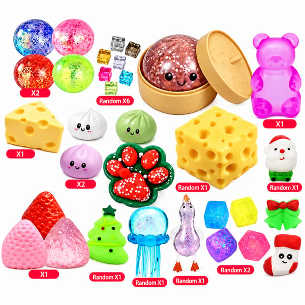 24-dagars julnedräkning blind box, Bao Bun squishy överraskningsset, långsamt återgående klämleksaker, stressavlastande julklapp för barn