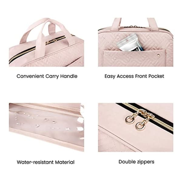 Toalettmappe for damer, vanntett toalettmappe for kvinner, rosa-FX-