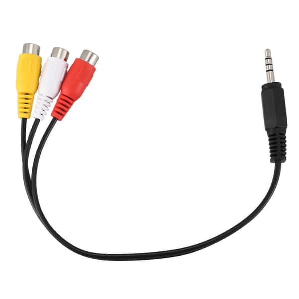 3,5 mm han til 3 RCA hun lyd video AV-kabel 22 cm