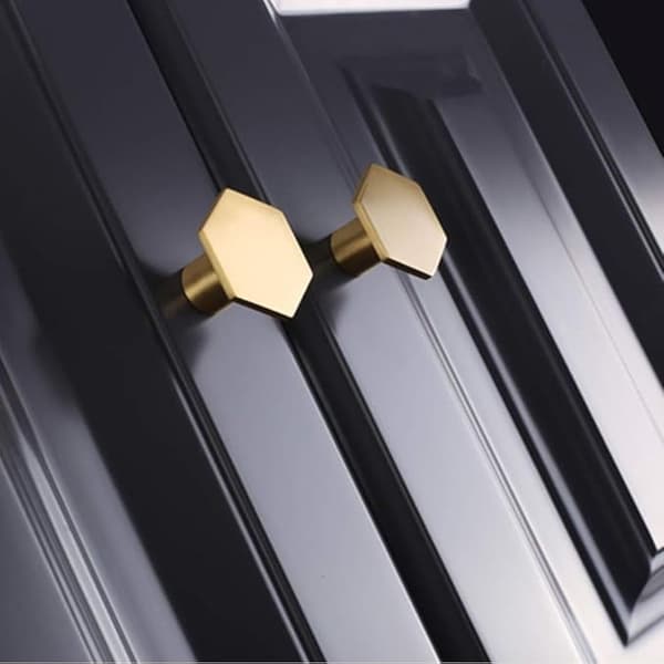 Sæt med 10 børstede messingmøbelknopper 30*21mm (Hexagon), guld