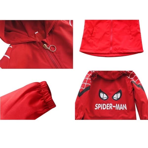 Superhelt-hettejakke med glidelås for gutter, Spider-Man-hettegenser for gutter, rød, størrelse 110 red 110