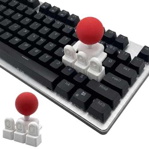 Keyboard Joystick Mount, 3D Printed WASD Joystick Mod for Arcade Fighting Games, White and Red Gaming Accessory for DIY