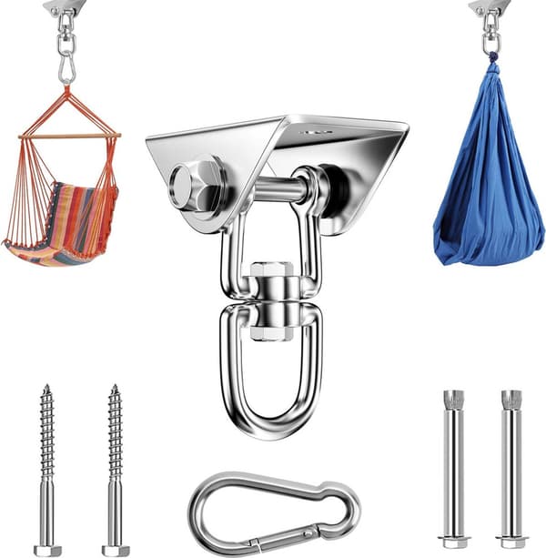 Professional Ceiling Hook with 500 kg Load Capacity - 360° Rotatable - with Carabiner