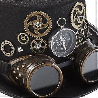 Uutuus Steampunk Hammaspyörä Silinterihatut Unisex Hammaspyörä Mustat Asusteet Goottilaiset Niitit
