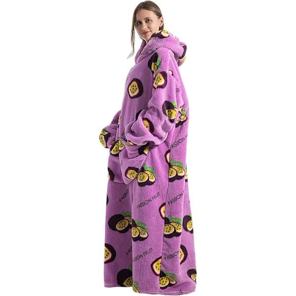 Ekstra lang oversized hettegenser-pledd, komfortabelt fleece-pledd til voksne kvinner, fluffy gigantisk hettegenser for tenåringer