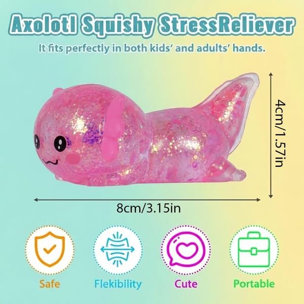 10 cm rosa glitter krypende axolotl squishy som stiger sakte Pink