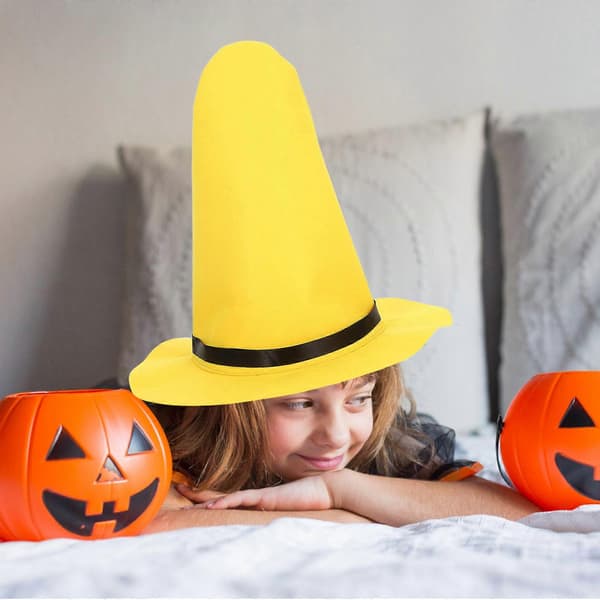 Halloween Heksehat Gul Filt Kostumetilbehør til Cosplayfester