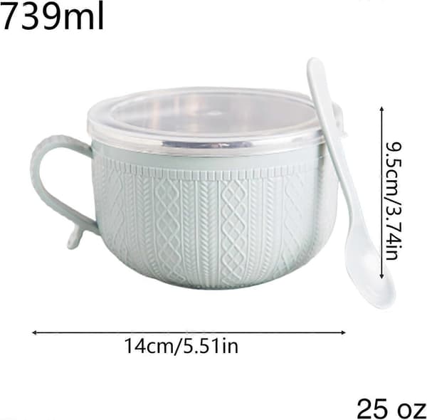 25oz Soup Cup with Handle and Spill-Proof Lid, Microwave Safe Large Mug for Hot or Cold Beverages