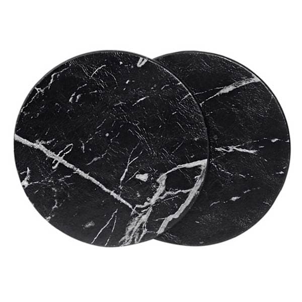 6-pak vendbare glasbrikker sort marmor PU med holder sort
