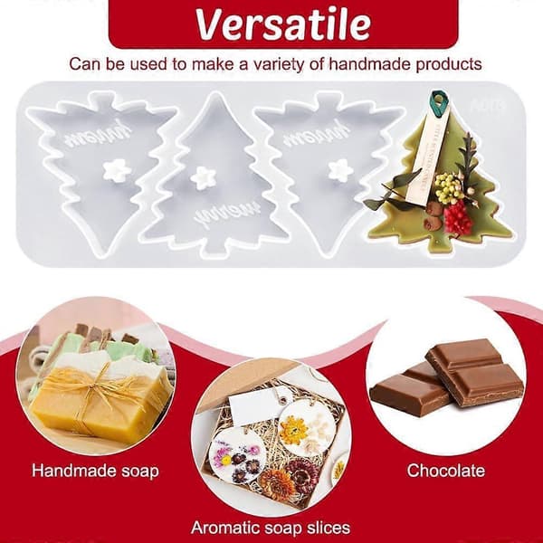 Silikonformsett til jul med tre- og stjernedesign for sjokolade, kake, såpe, voksarbeid