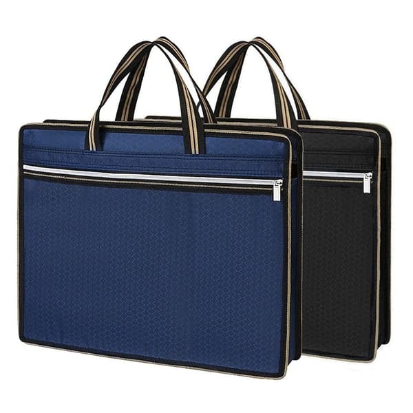 Laptoptaske med lynlås, bærbar dokumentmappe, Oxford-kontoropbevaring (Sort)