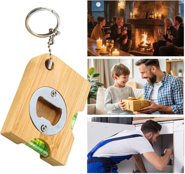 Mini flaskeåbner nøglering gadget med indbygget vaterpas, bærbart flerfarvet design