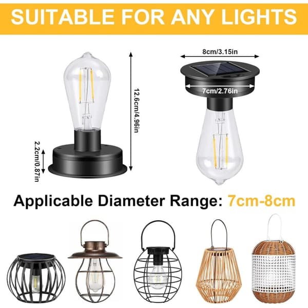 [LD] Solar Light Compatible with Outdoor Use, 2 Pcs. with Strong LED, Replacement Compatible with Garden Lantern, Compatible with Outdoor Hanging Lights