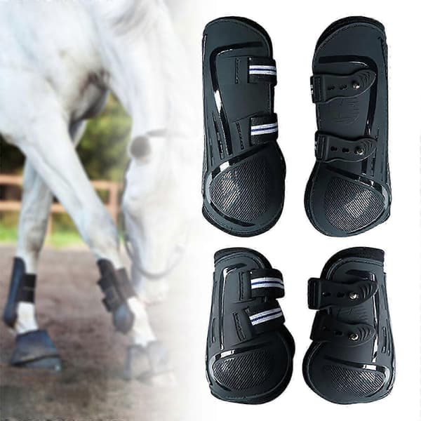 4x Hestebeskyttere Benbindere Stødabsorberende Ridebeskyttere sort L black L