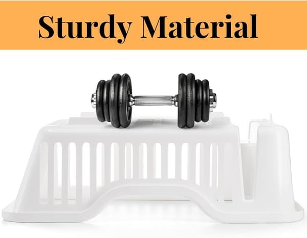 Two-piece plastic dish rack, sturdy dish rack for kitchen sink, large white draining rack with drainboard