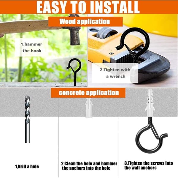 20 Hooks, Screw Hook, Heavy Duty Fastener, Mounting Hook, Ceiling Hooks, Wall Hook, All-purpose Hook for Teacup, Plant, Lamp, Home Office