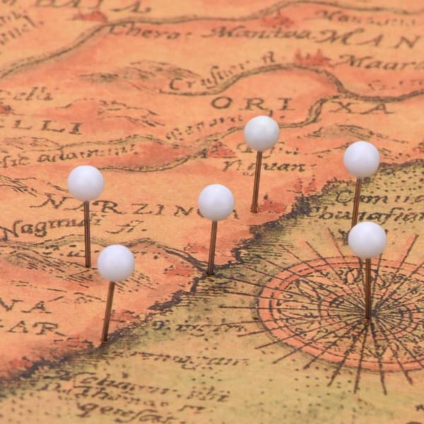 Outus 1/8 inch Round Head Map Tacks, 300 Pieces, White