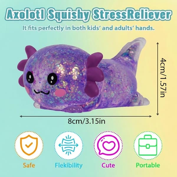 10 cm lilla glitterkrypende axolotl squishy som stiger sakte Purple