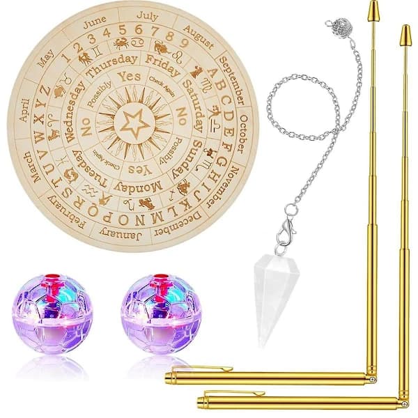 1 Set Copper Rods Dowsing Rods Spiritual and Pendulum Board Kit for the Supernatural with Our Comprehensive Ghost Hunting Kit