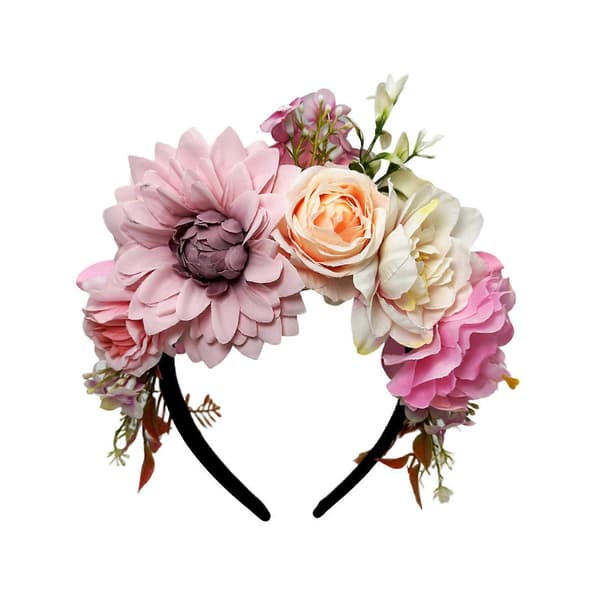 Bløde stofblomsterhårbånd til kvinder, justerbart hårbånd med realistiske blomster, velegnet til fotografering, begivenheder, bryllup 9-FX-9 9
