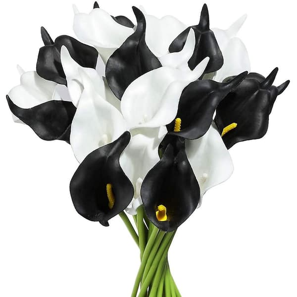 20 stk. Calla PU kunstige blomsterarrangementer kontor (sort og hvid)