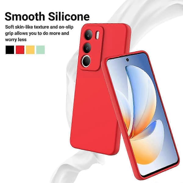 Realme C71 4G Flytende Silikondeksel med Håndstropp - Støtsikkert Mykt Deksel (Rød)
