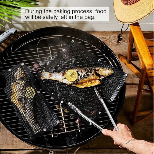 2 STK Non-stick Grillnettpose Temperaturbestandig BBQ-tilbehør for jevn matlaging