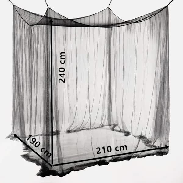 Double Mosquito Net Black 4-Poster Bed Canopy Decorative Princess Square Mosquito Net Large for Indoor Bedroom and Camping[CO]