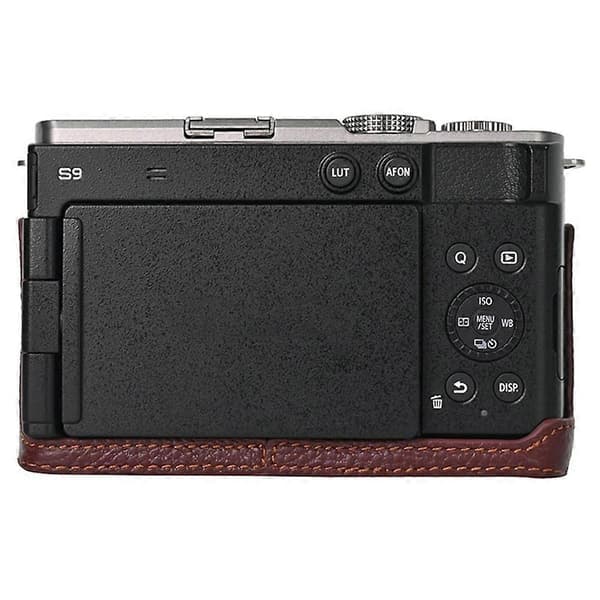 Q9k Kamerataske til Panasonic Lumix S9, Stor Åbning, Ægte Ko C5S Læderbeskyttelse med Håndledsrem