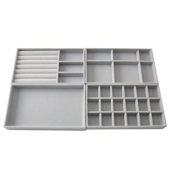 Set of 4 Jewelry Storage Boxes, Jewelry Tray, Stackable
