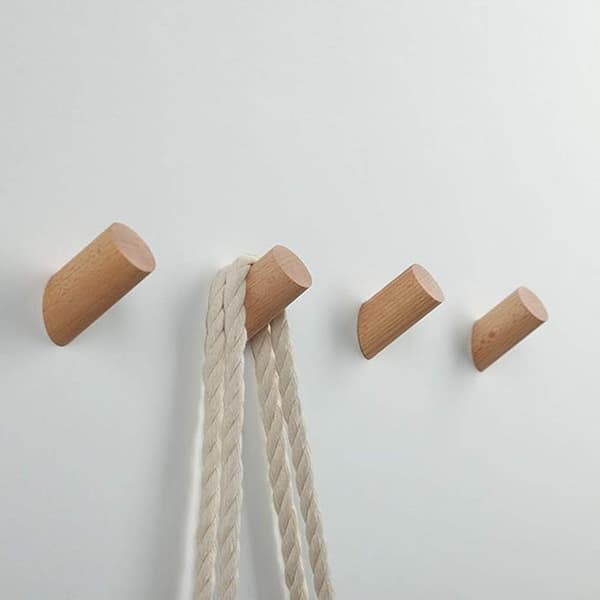 Seinään kiinnitettävä puinen vaatekoukku 6cm【5 kappaletta】