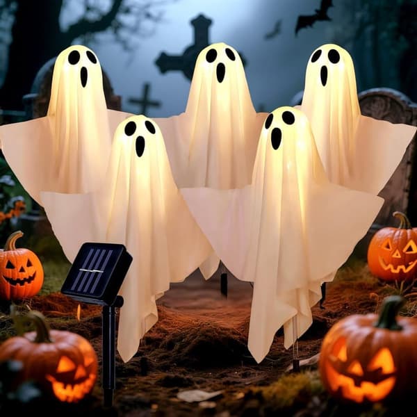 Halloween Spøkelser Solcellelampe 5-pakning for Hage, Gangvei og Utendørsbelysning