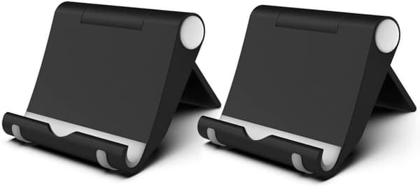2-pak Mobiltelefonstativ Holder til Skrivebord Dockingstation Justerbar (Sort)