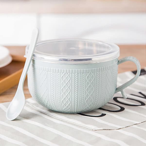 25oz Soup Cup with Handle and Spill-Proof Lid, Microwave Safe Large Mug for Hot or Cold Beverages