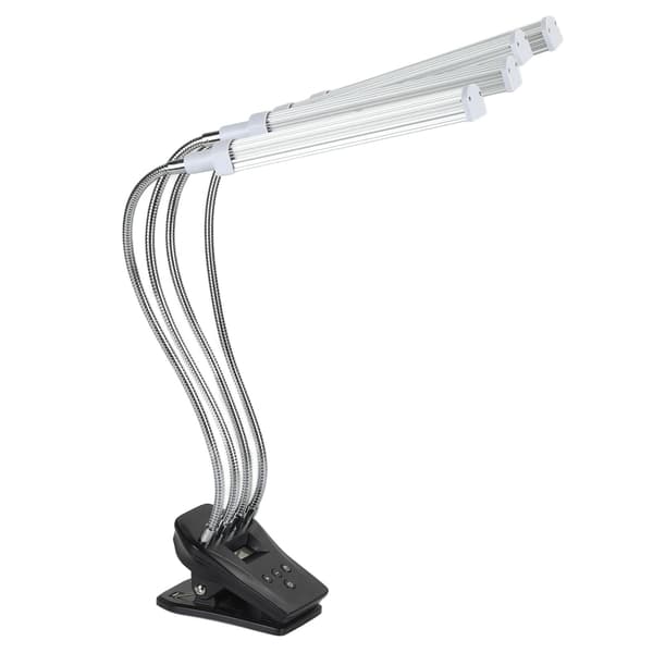 96W LED vækstlys LCD-skærm 4 hoveder 360° justerbart sølv vækstlys til drivhus 100-240V EU-stik