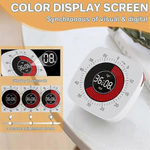 Visuell Timer for Barn, Digital Timer med 60-minutters Nedtelling, Stille Timer For (FMY)