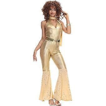 Sexy Metalliske Disco Jumpsuits - Dame Open Midriff Disco Jumpsuits (XL)