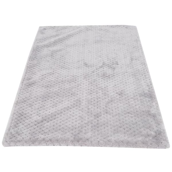 Varm vaskbar matte lys grå liten husdyr gris myk fluffy teppe katt hund sovende S 60x39cm/23.6x15.4in