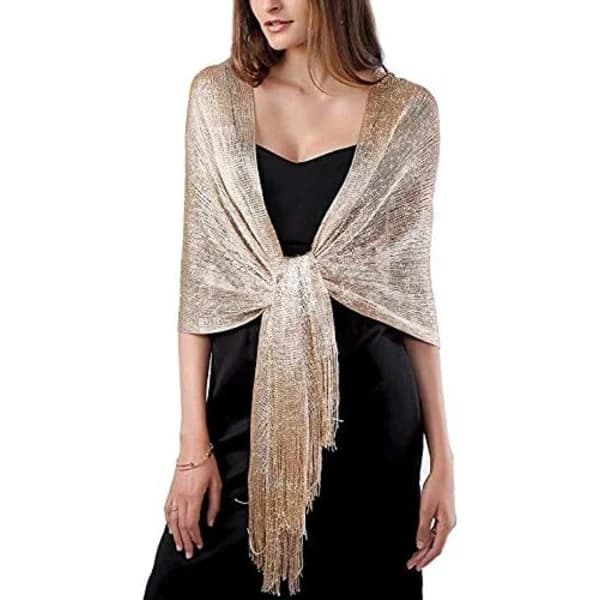 Elegant dameglittersjal glittertørklæde, filigransjal, A
